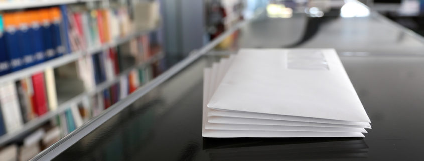 Stack of mail on counter