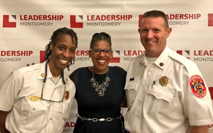 C.Marie Taylor with Montgomery County first responders during the April 2020 Leadership Montgomery Core Class Session