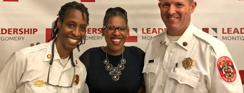 C.Marie Taylor with Montgomery County first responders during the April 2020 Leadership Montgomery Core Class Session