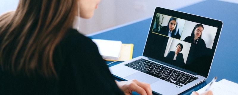 A woman at a virtual meeting