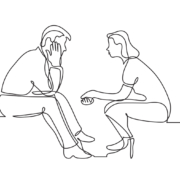 Illustration Line Art Man and Woman Talking