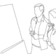 two people looking at a whiteboard/screen