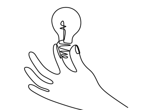hand holding lightbulb