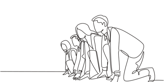 line drawing of runners
