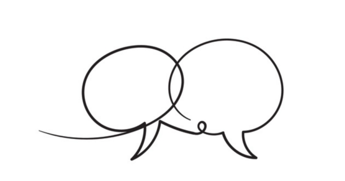 A sketch drawing of two conversation bubbles