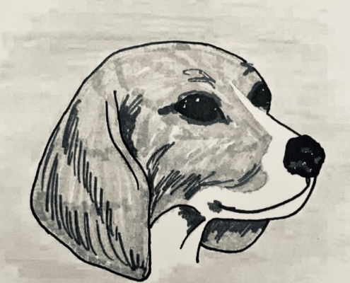 A drawing of Baxter, the best dog.