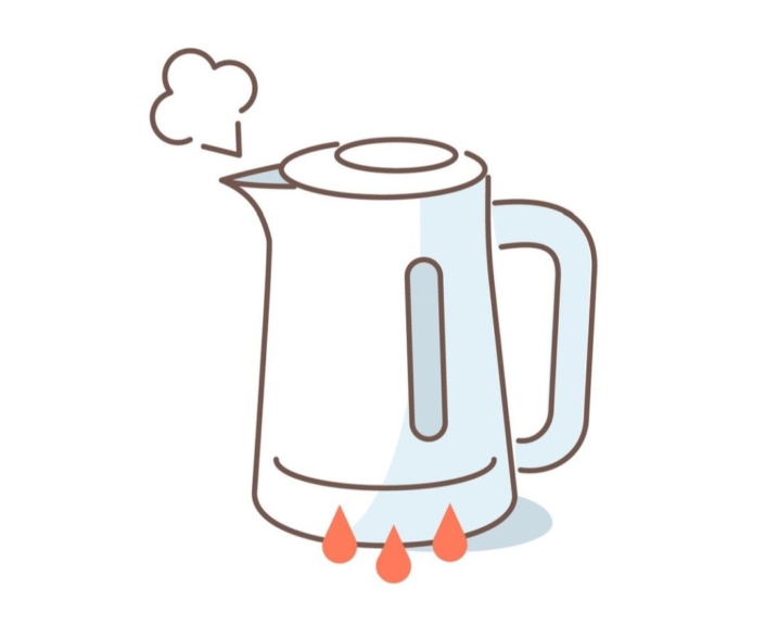 A line drawing of a pitch of water is boiling over a hot flame. Steam comes from the top.