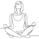 A line drawing sitting on the floor criss-cross - perhaps meditating or doing a core exercise