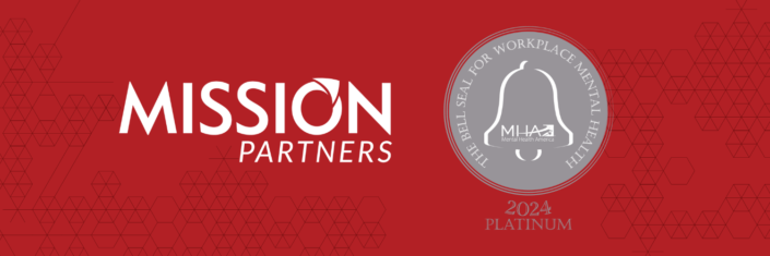 Mission Partners logo, Mental Health America Bell Seal 2024 logo