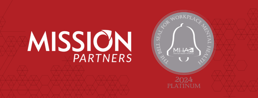 Mission Partners logo, Mental Health America Bell Seal 2024 logo