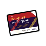 The 2026 Insights on Purpose Report cover shown on a horizontal tablet.