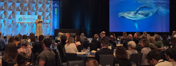 Tandem Global's Margaret O'Gorman delivering a keynote speech.