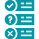 A three-part checklist icon.